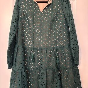 Vici Forest Green Eyelet Dress